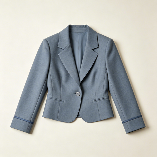 Dusty Blue Tailored Crop Blazer Jacket