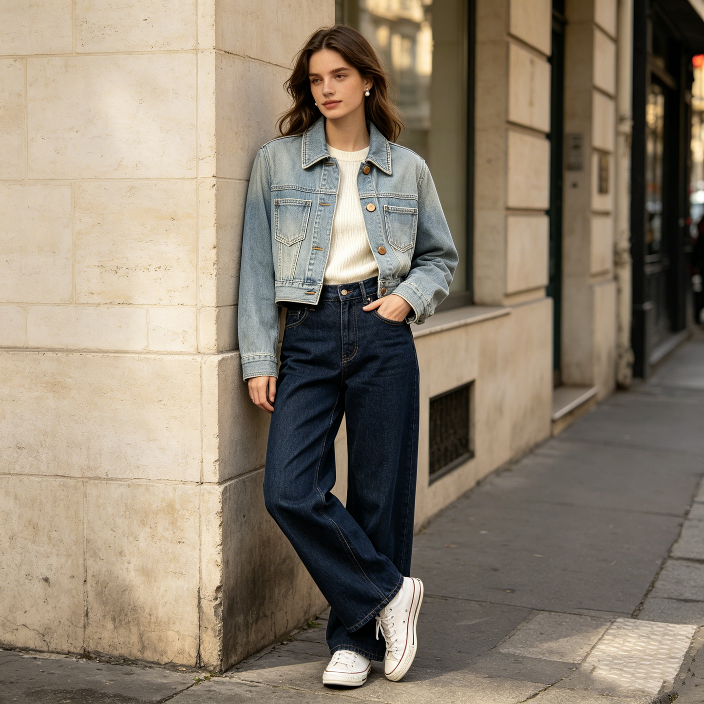 Light Wash Classic Crop Denim Jacket