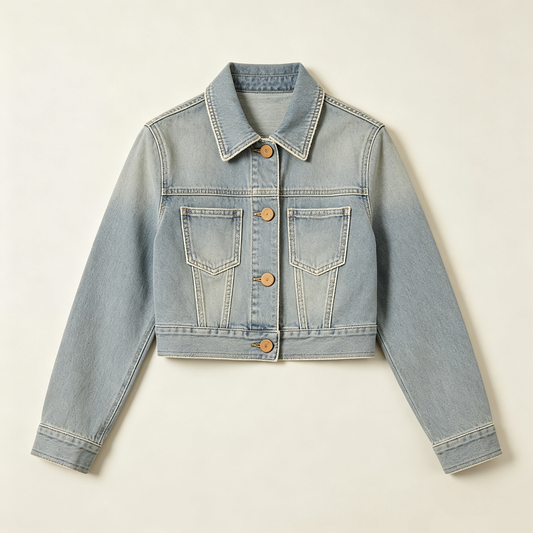 Light Wash Classic Crop Denim Jacket
